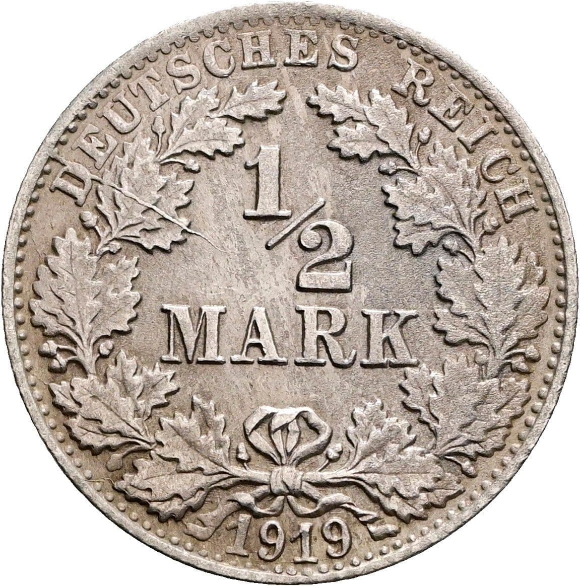 1/2 Mark 1919 F – Vorderseite