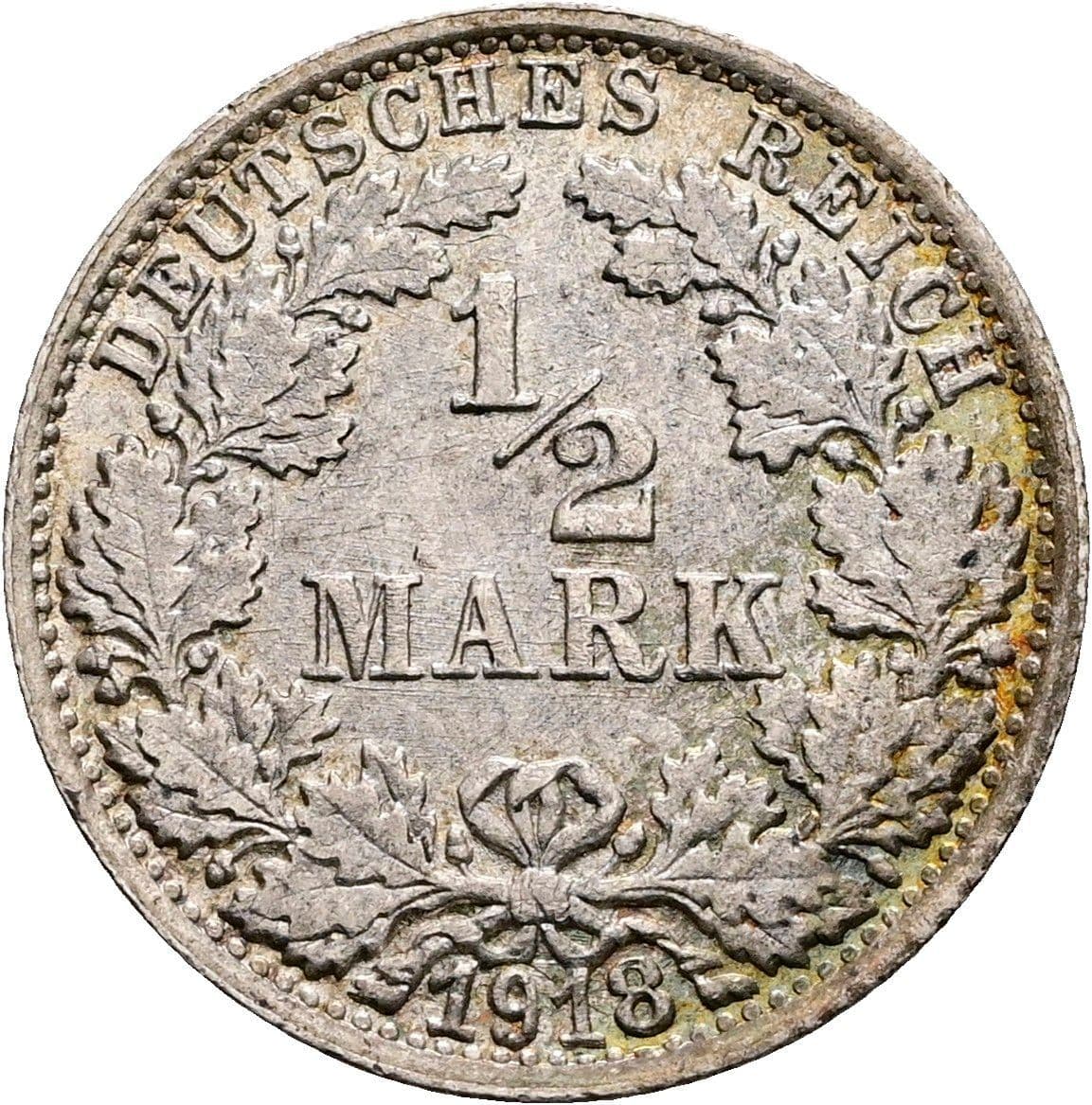 1/2 Mark 1918 F – Vorderseite