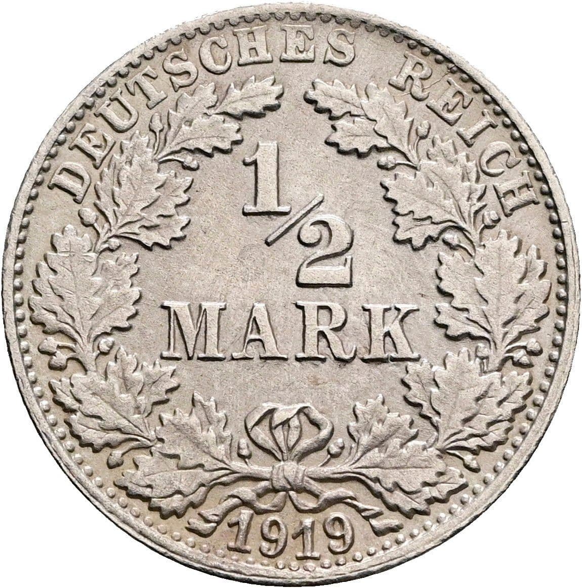 1/2 Mark 1919 F – Vorderseite