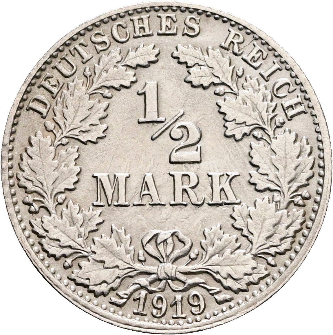 1/2 Mark 1919 F – Vorderseite