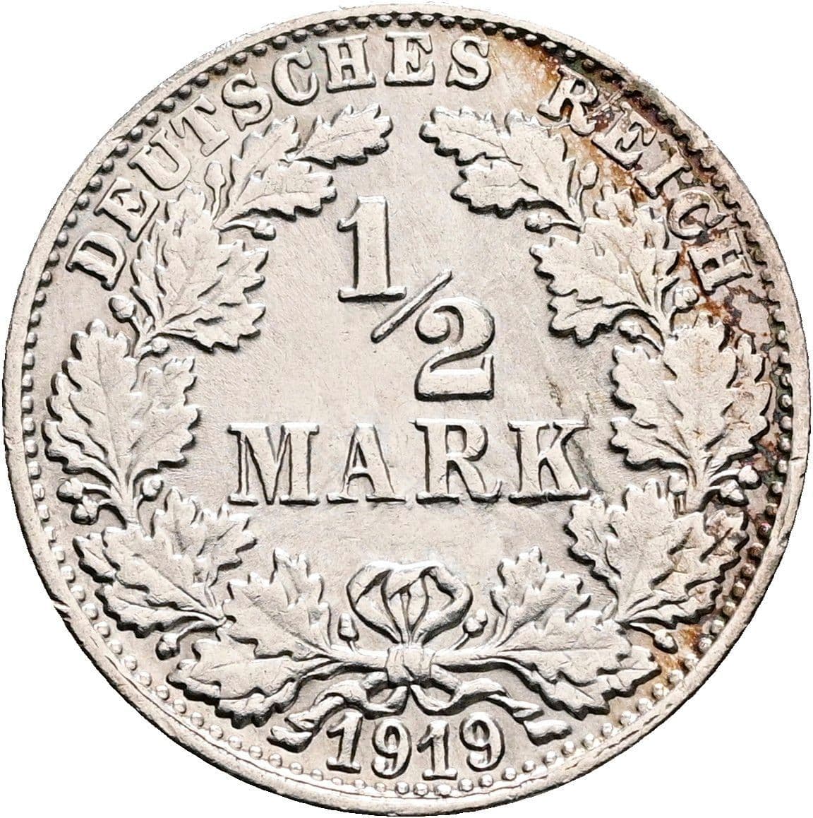 1/2 Mark 1919 F – Vorderseite