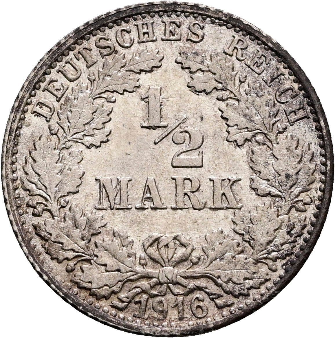 1/2 Mark 1916 F – Vorderseite