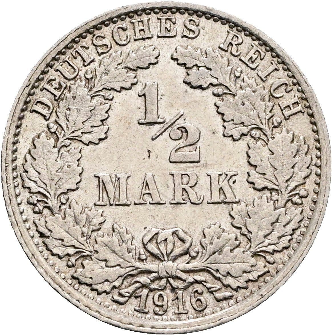 1/2 Mark 1916 F – Vorderseite