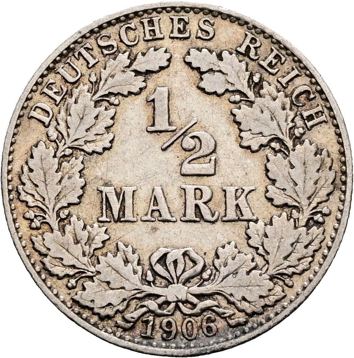 1/2 Mark 1906 D – Vorderseite
