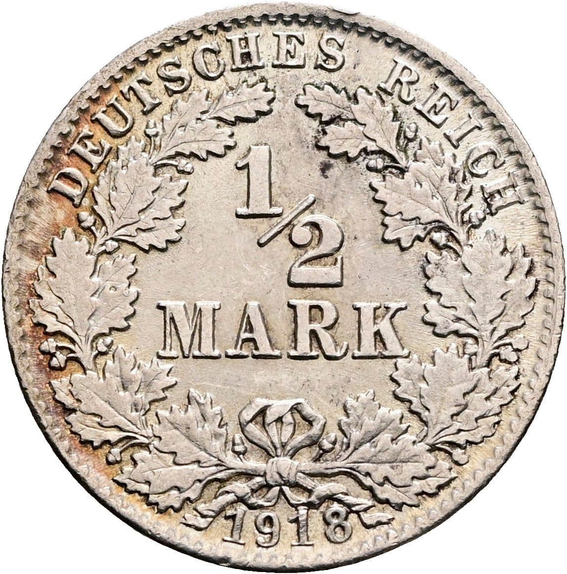 1/2 Mark 1918 D – Vorderseite
