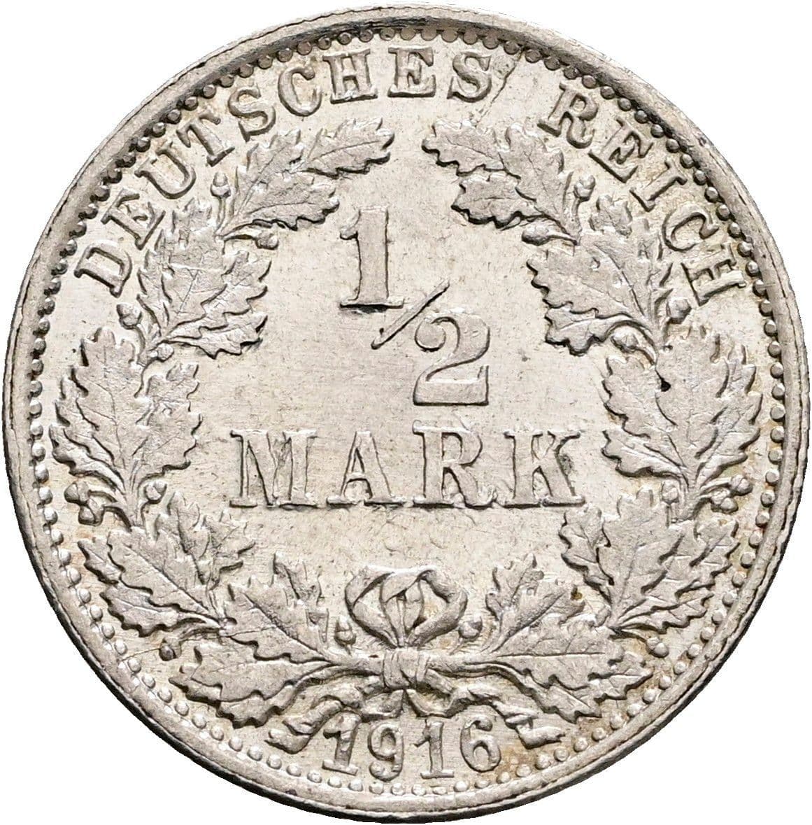 1/2 Mark 1916 F – Vorderseite