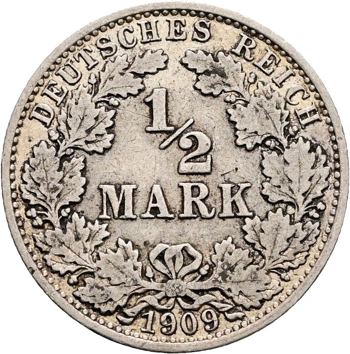 1/2 Mark 1909 A – Vorderseite