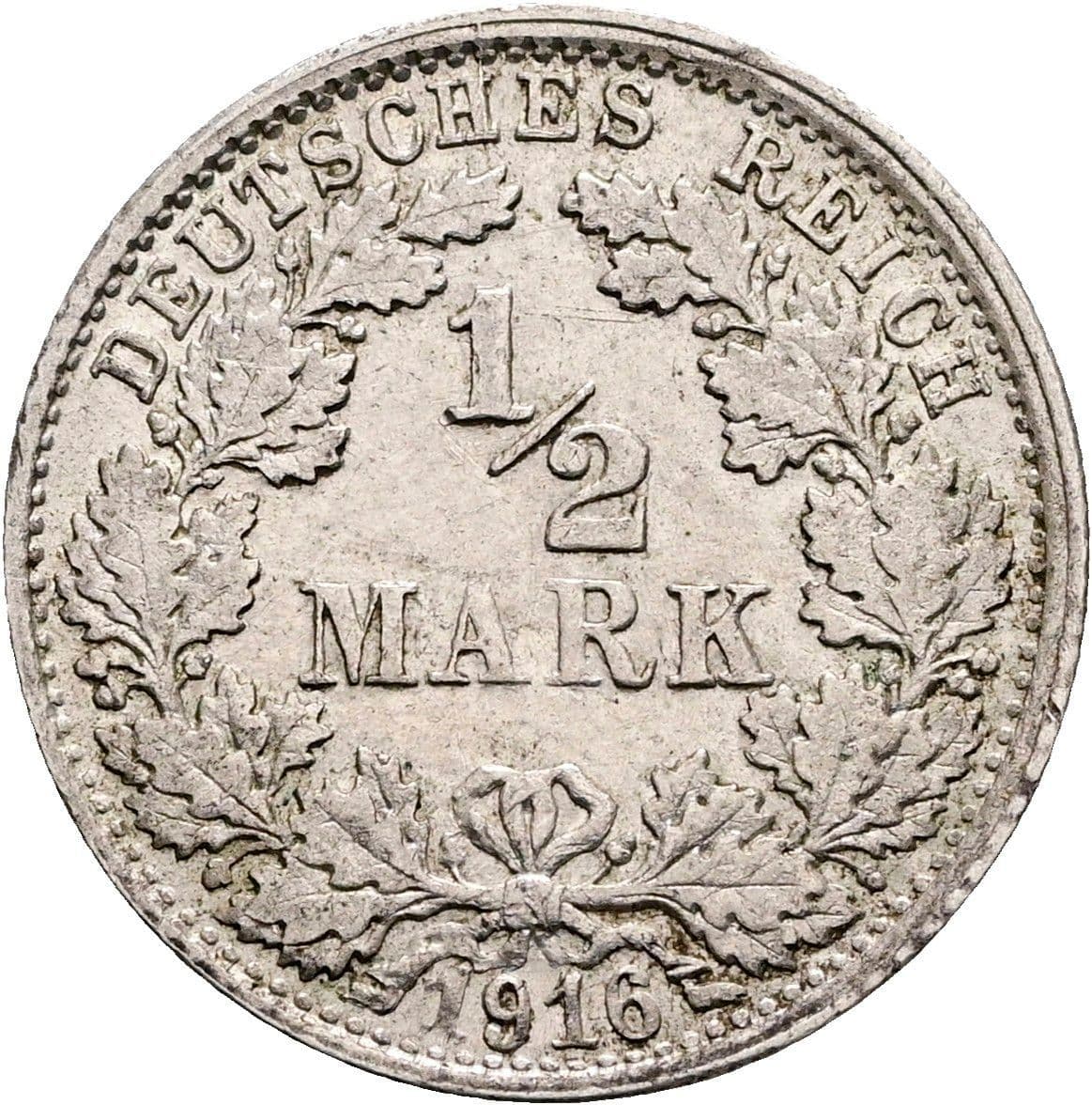 1/2 Mark 1916 F – Vorderseite