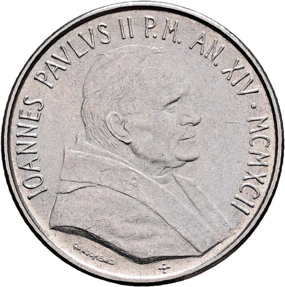 50 Lire Papst Johannes Paul II. 1978-2005 14/1992 – Vorderseite