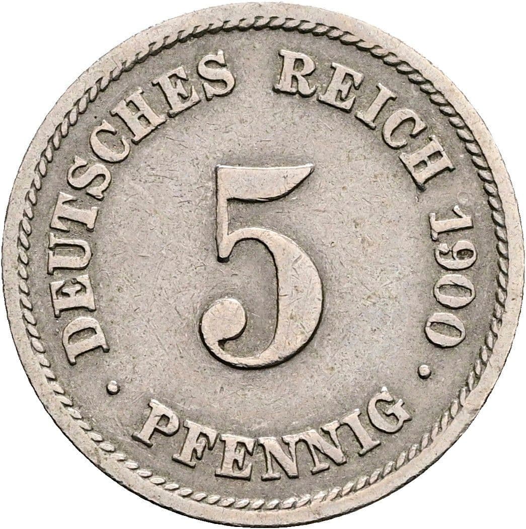 5 Pfennig 1900 F – Vorderseite