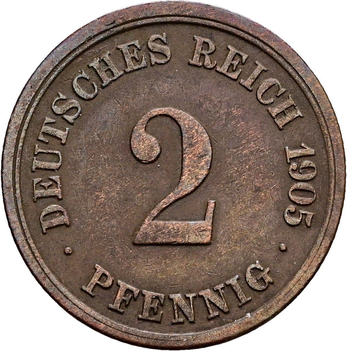 2 Pfennig 1905 F – Vorderseite