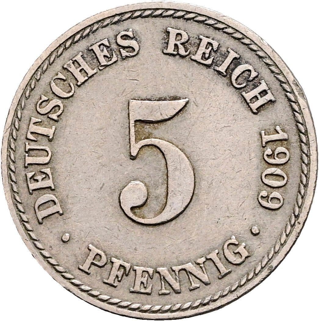 5 Pfennig 1909 A – Vorderseite