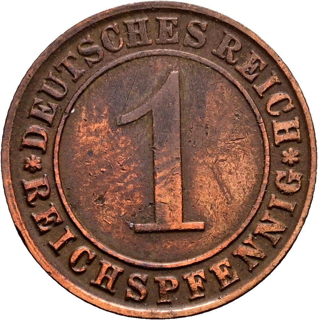 1 Reichspfennig 1924 G – Vorderseite
