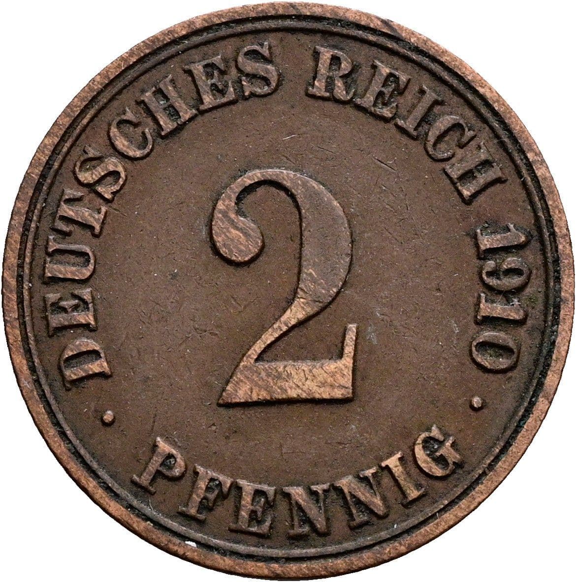 2 Pfennig 1910 A – Vorderseite