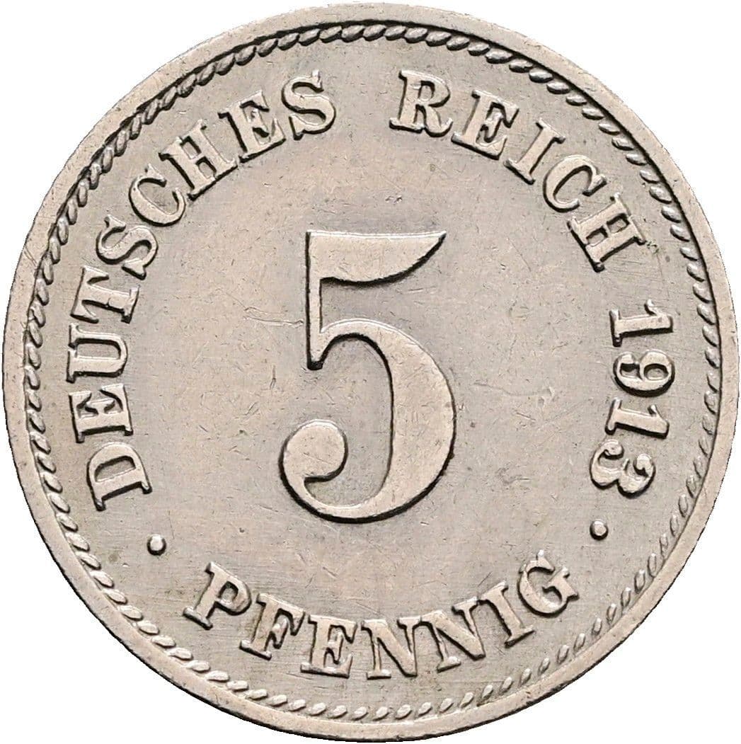5 Pfennig 1913 G – Vorderseite