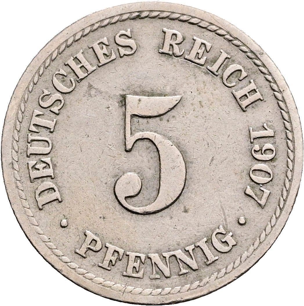 5 Pfennig 1907 F – Vorderseite