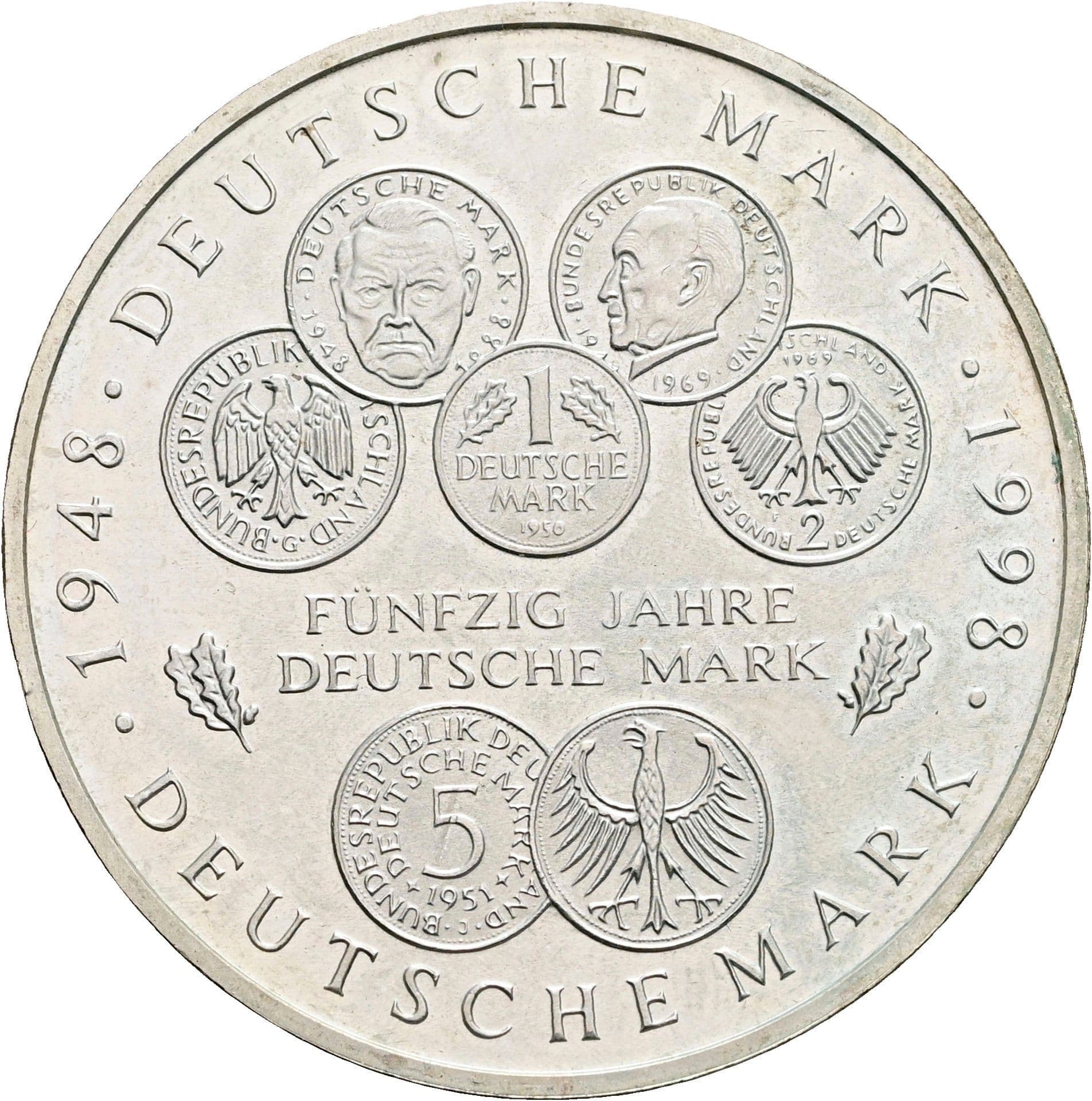 10 Deutsche Mark 1998 F – Vorderseite