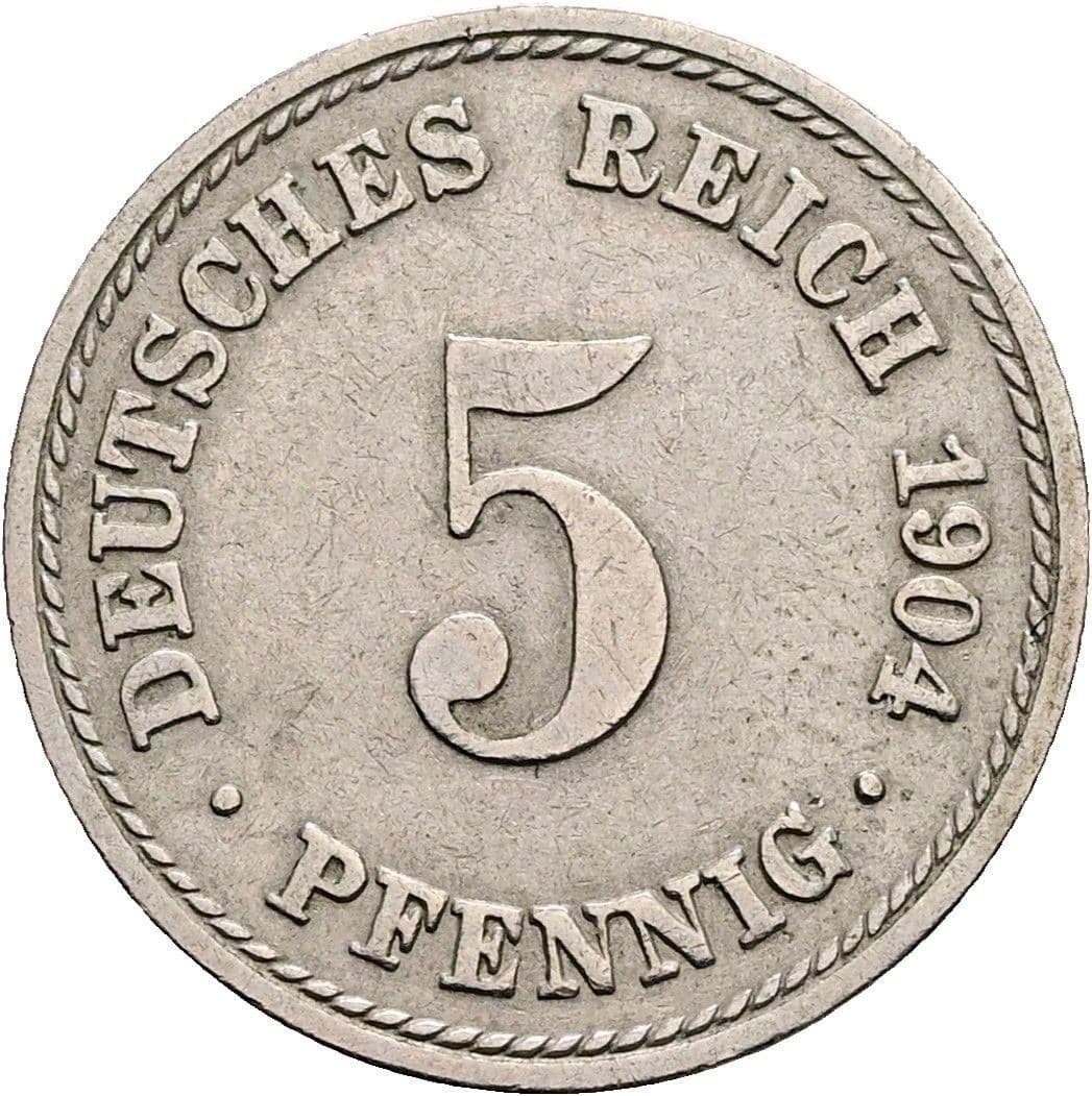 5 Pfennig 1904 A – Vorderseite