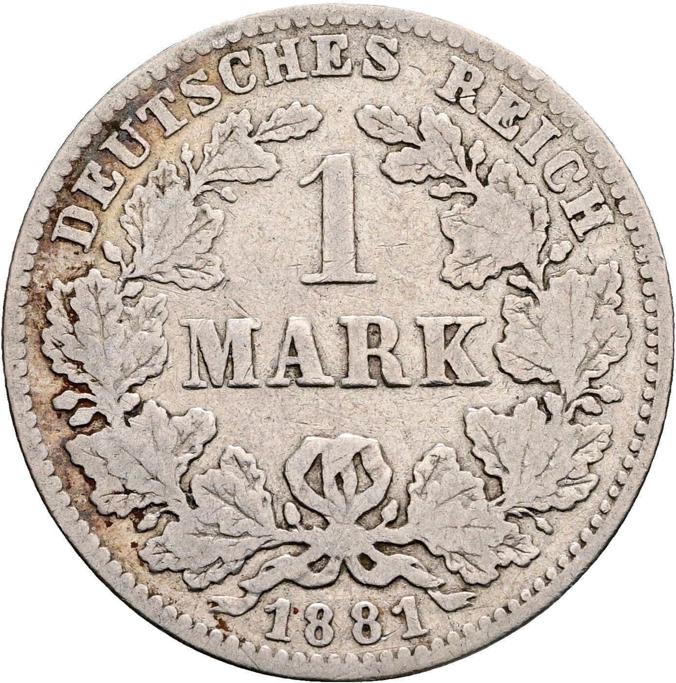 1 Mark 1881 J – Vorderseite