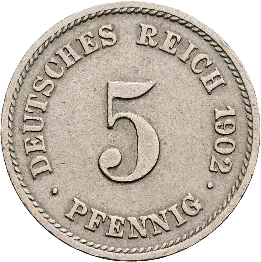 5 Pfennig 1902 G – Vorderseite