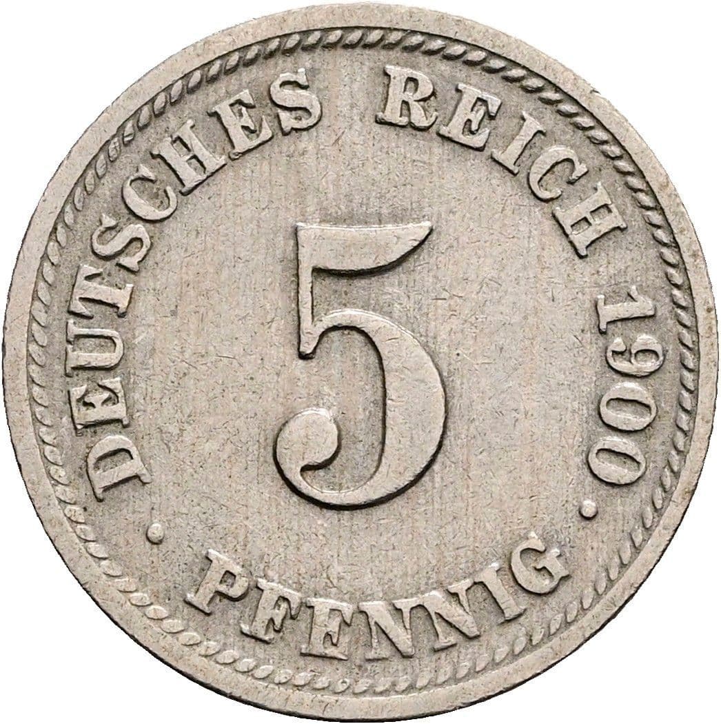 5 Pfennig 1900 D – Vorderseite