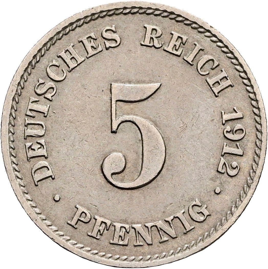 5 Pfennig 1912 J – Vorderseite
