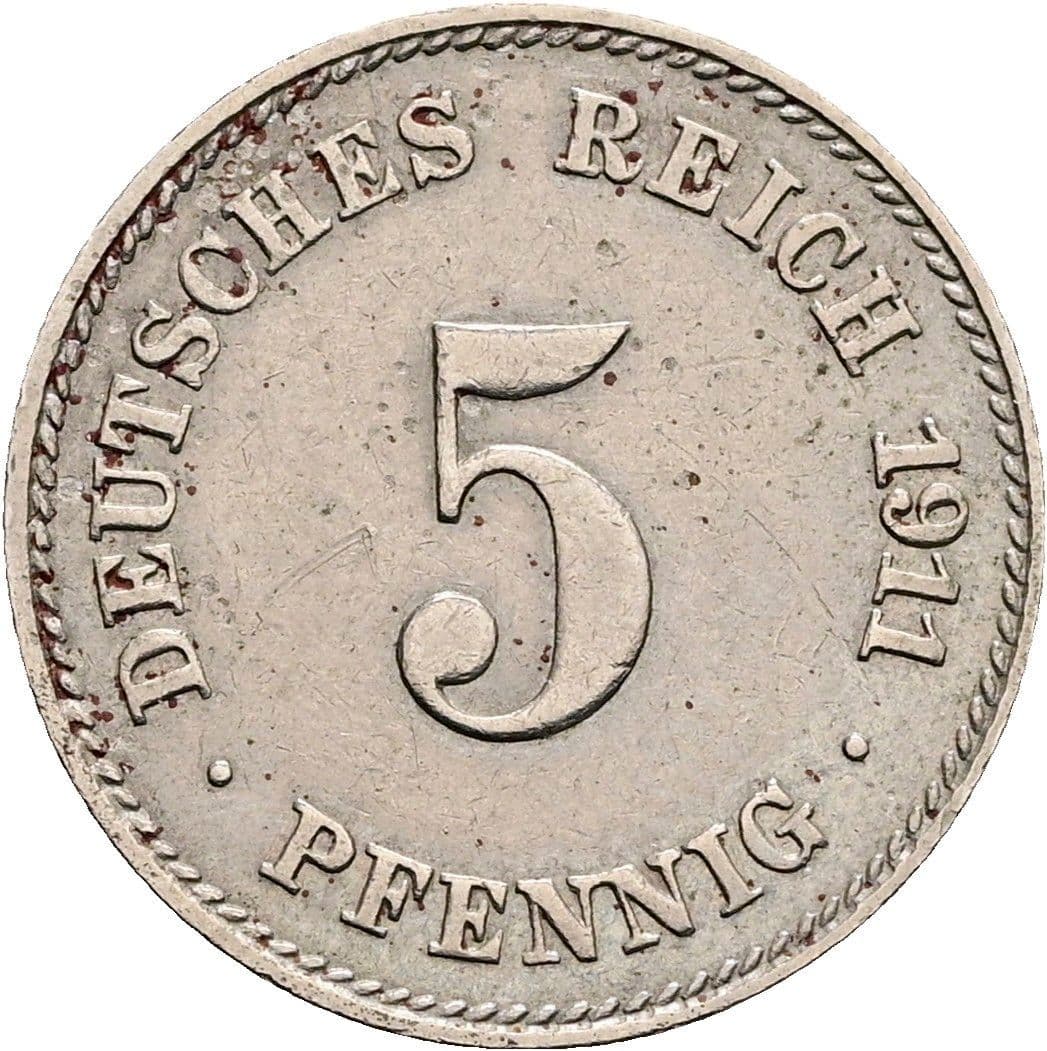 5 Pfennig 1911 J – Vorderseite