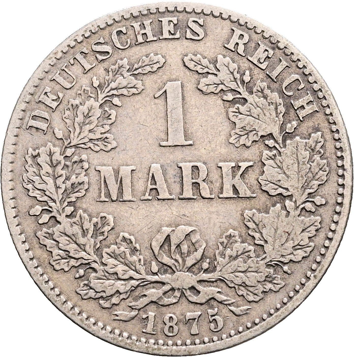 1 Mark 1875 J – Vorderseite