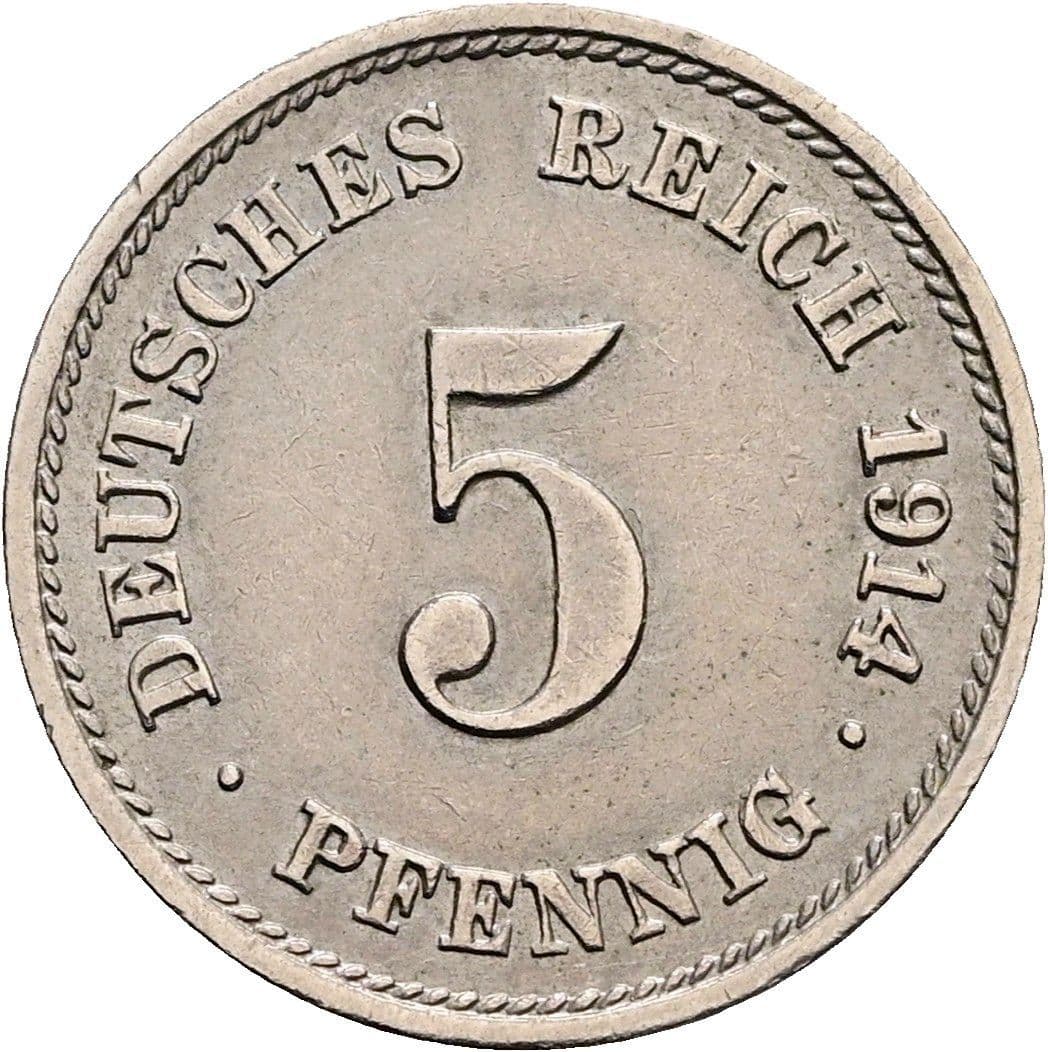 5 Pfennig 1914 G – Vorderseite