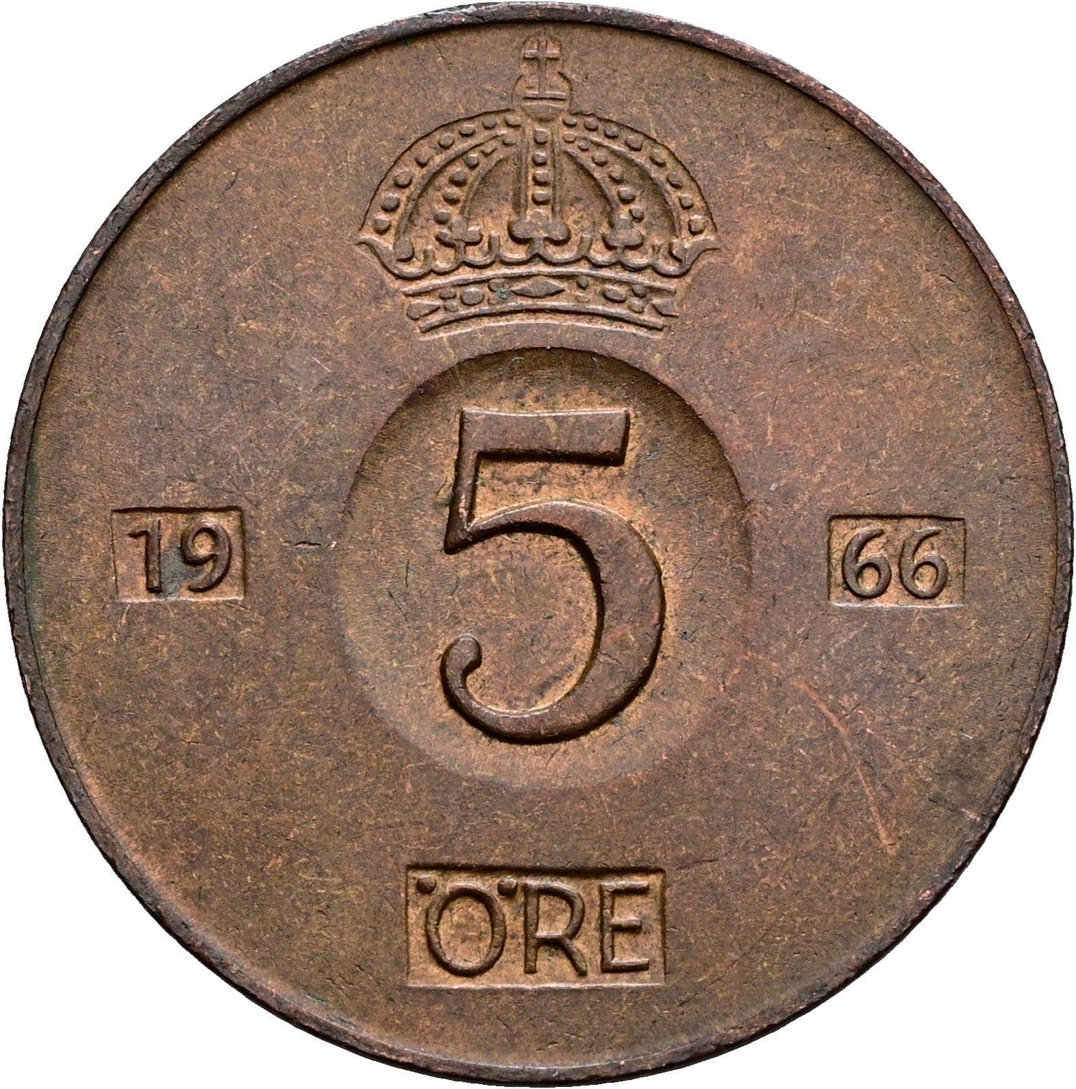 5 Öre Gustaf VI. Adolf 1950-1973 1966 – Vorderseite