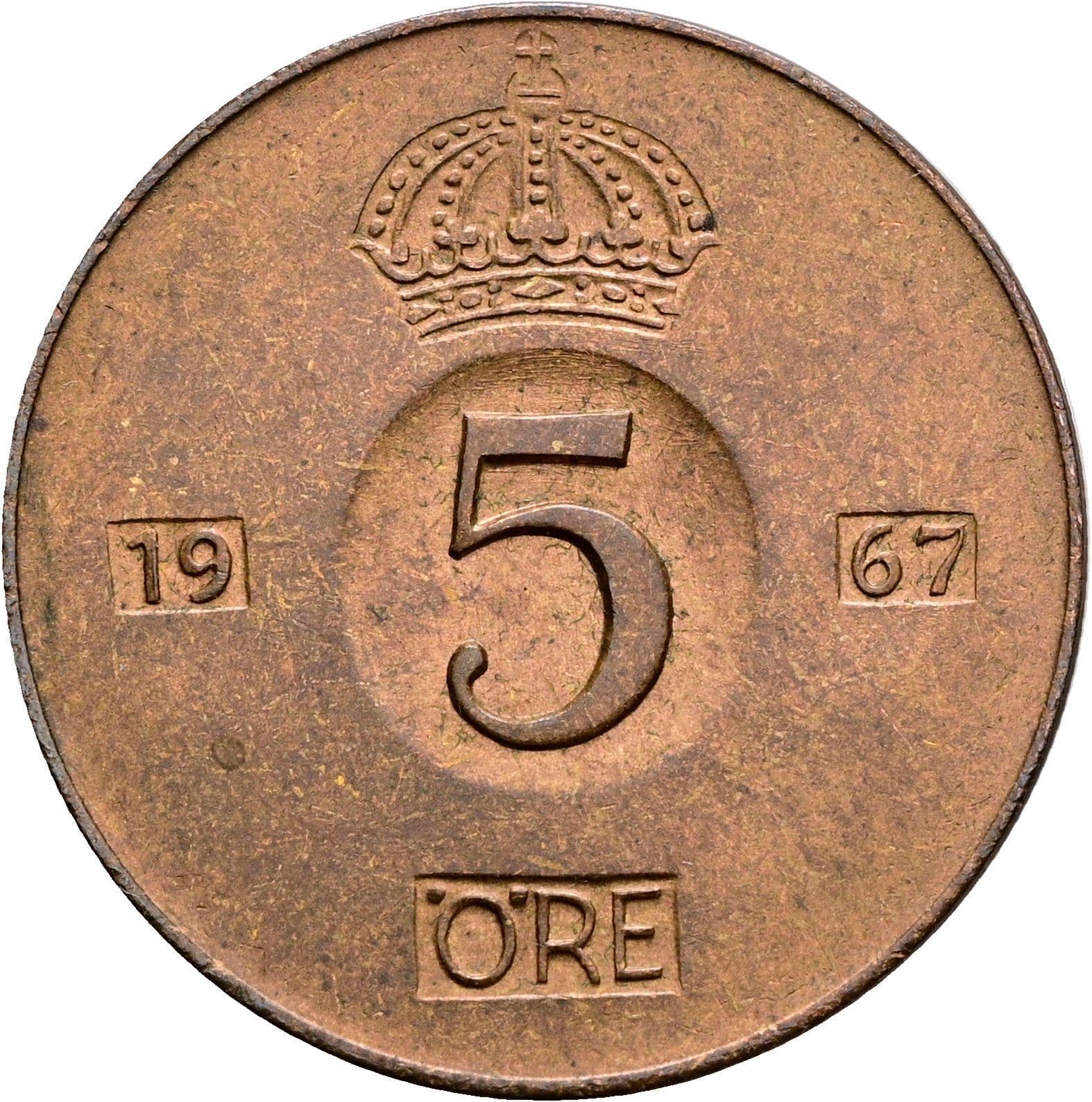 5 Öre Gustaf VI. Adolf 1950-1973 1967 – Vorderseite