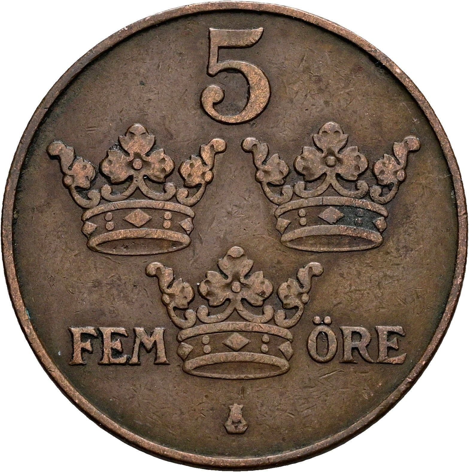 5 Öre Gustaf V. 1907-1950 1925 – Vorderseite