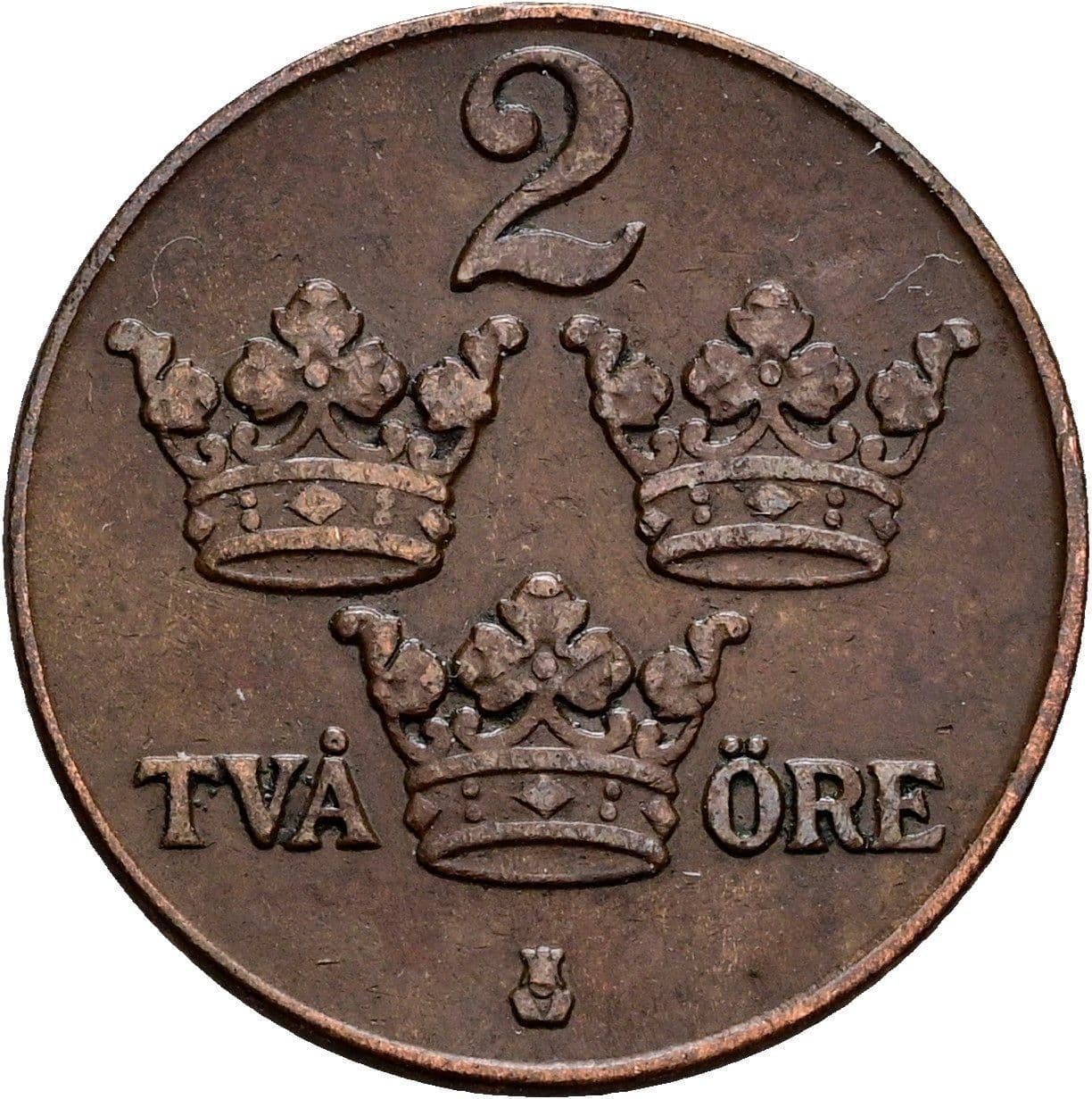 2 Öre Gustaf V. 1907-1950 1930 – Vorderseite