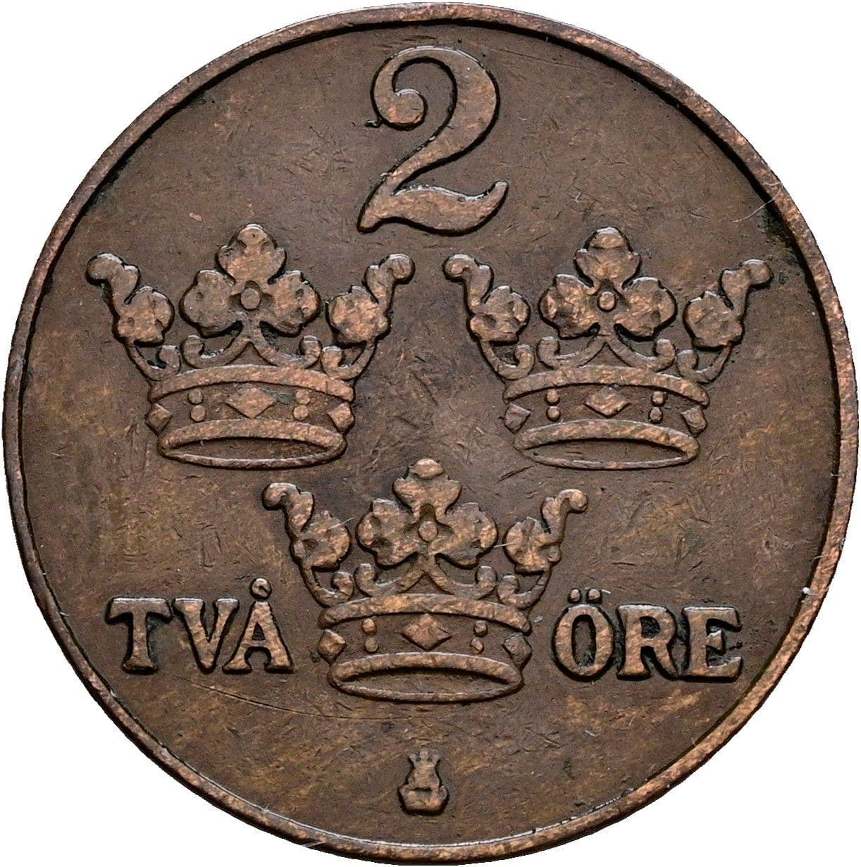 2 Öre Gustaf V. 1907-1950 1920 – Vorderseite