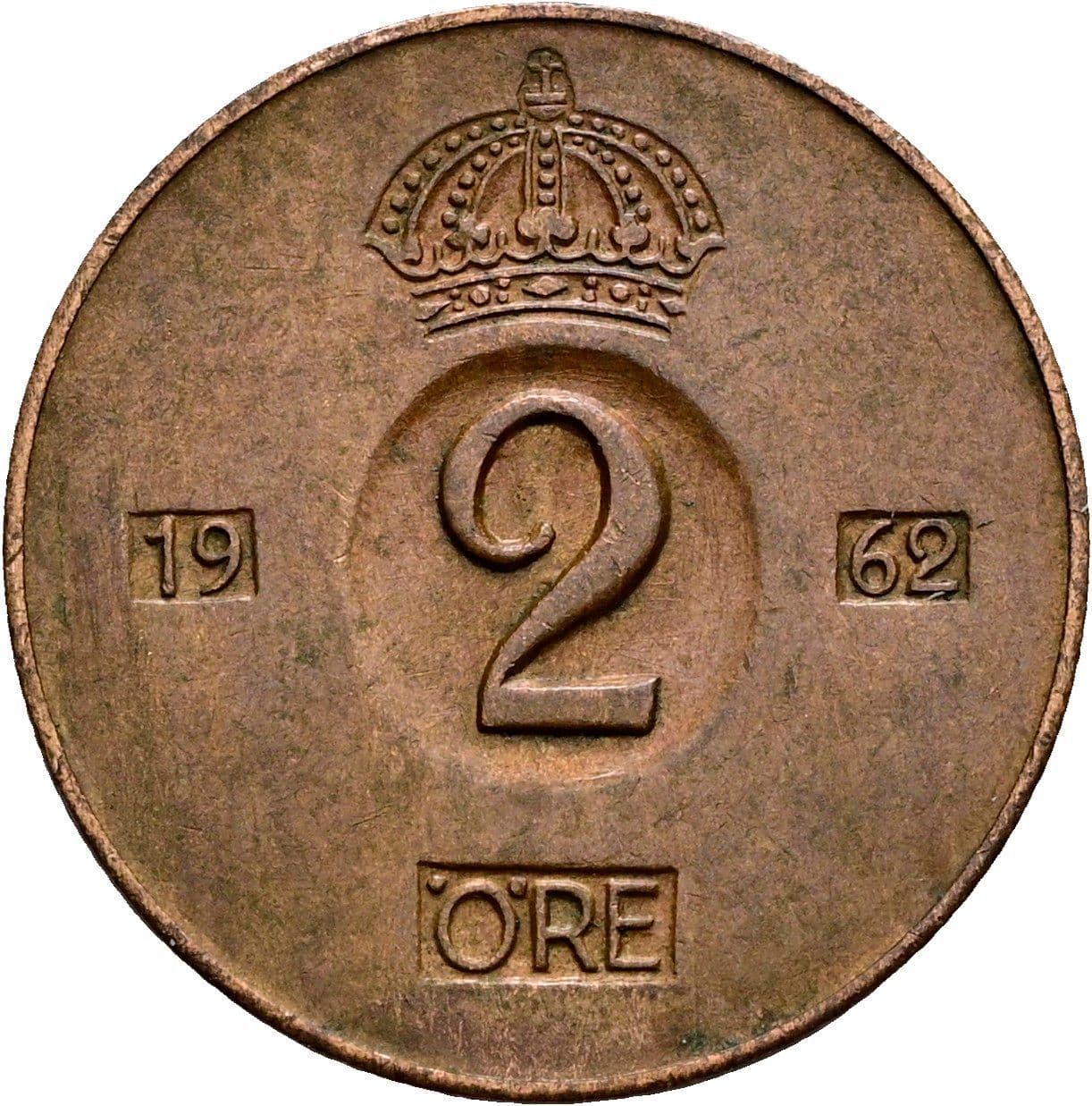 2 Öre Gustaf VI. Adolf 1950-1973 1962 – Vorderseite