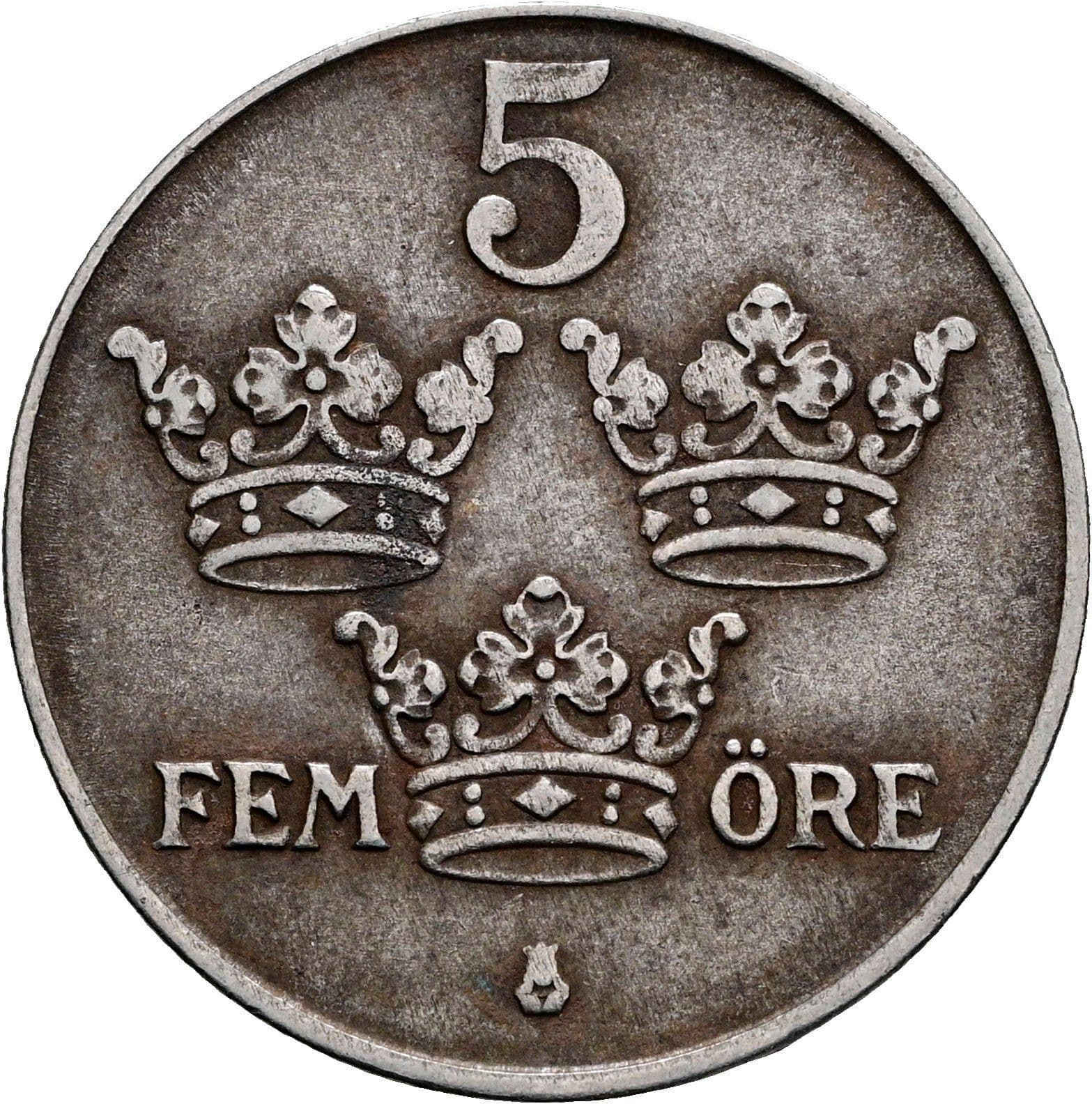 5 Öre Gustaf V. 1907-1950 1943 – Vorderseite