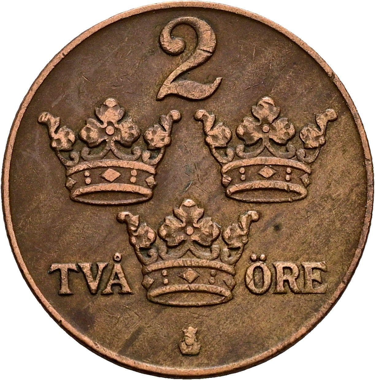 2 Öre Gustaf V. 1907-1950 1936 – Vorderseite