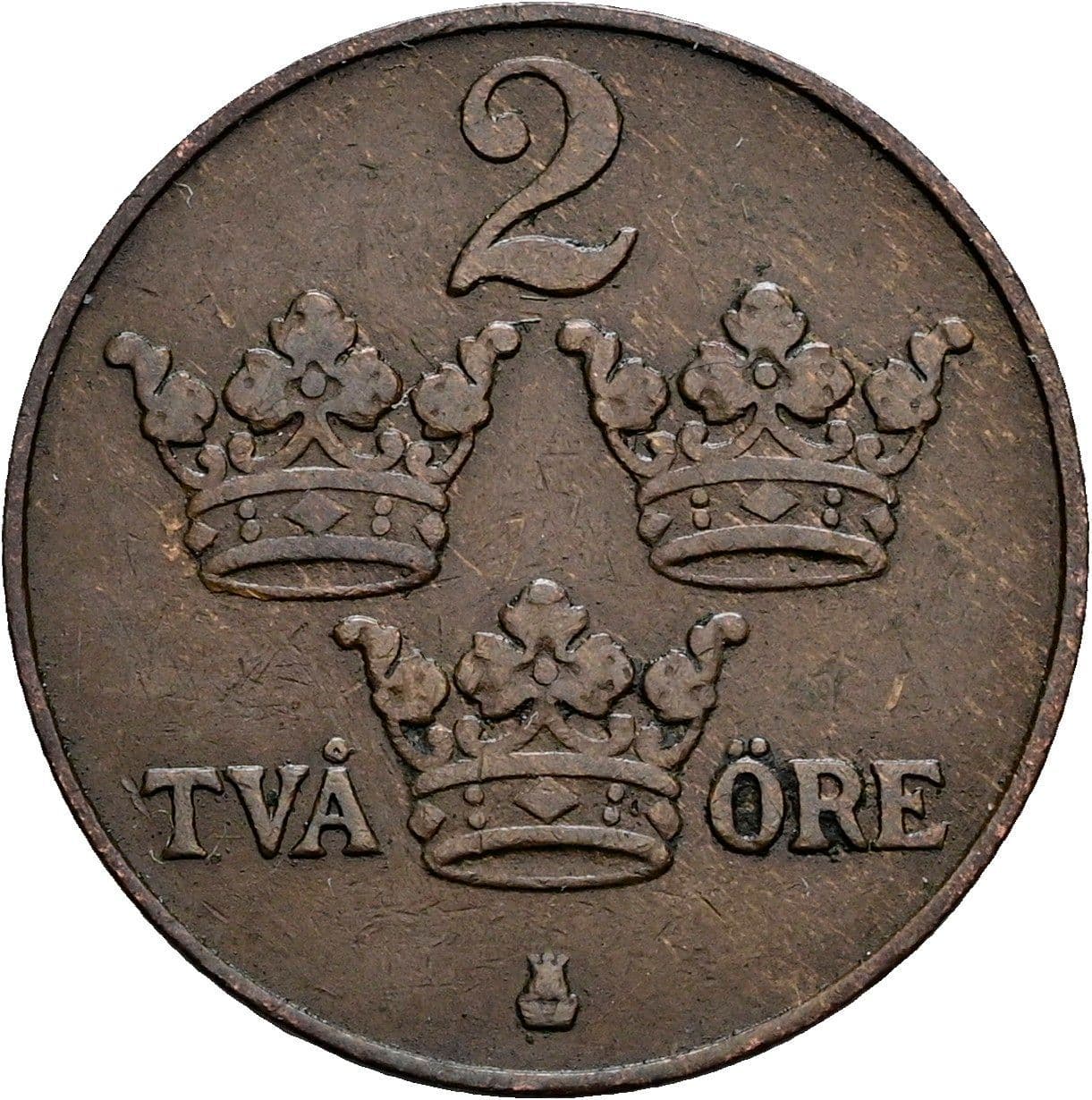 2 Öre Gustaf V. 1907-1950 1912 – Vorderseite