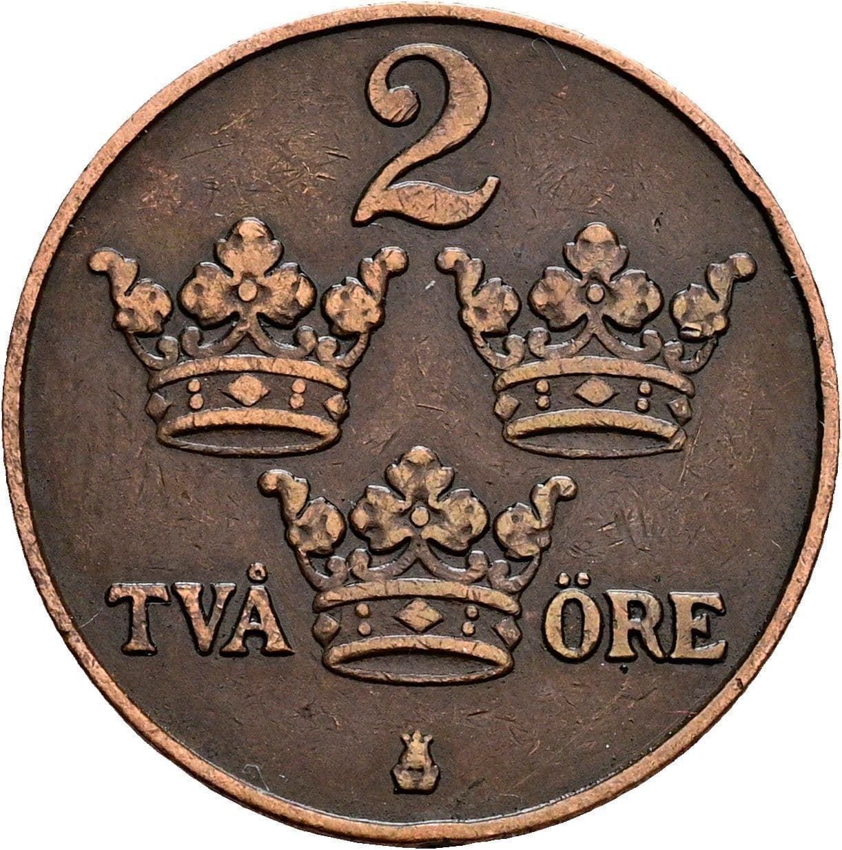 2 Öre Gustaf V. 1907-1950 1909 – Vorderseite