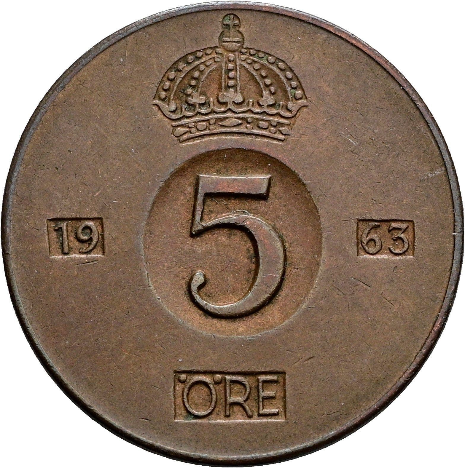 5 Öre Gustaf VI. Adolf 1950-1973 1963 – Vorderseite