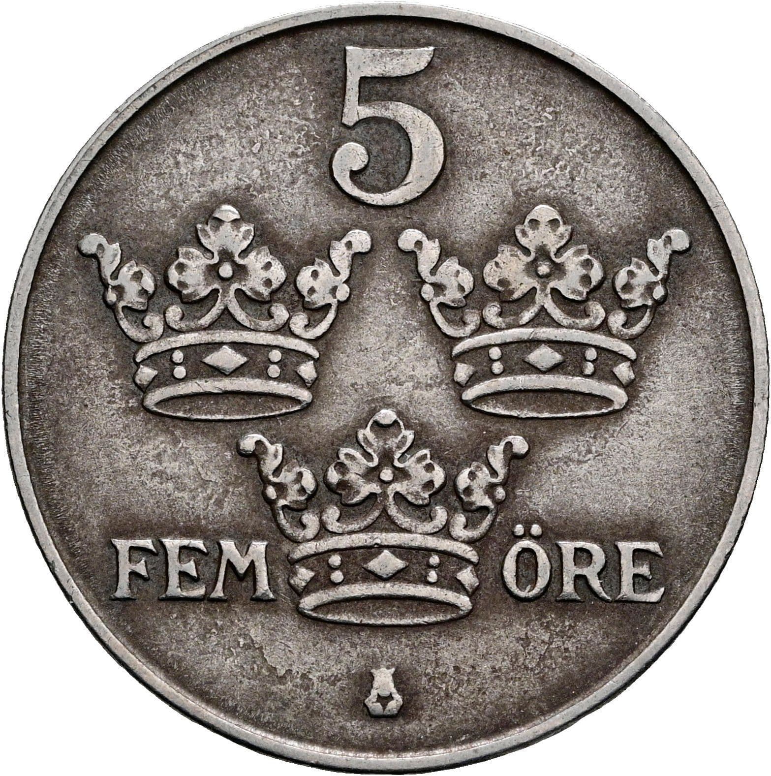 5 Öre Gustaf V. 1907-1950 1944 – Vorderseite