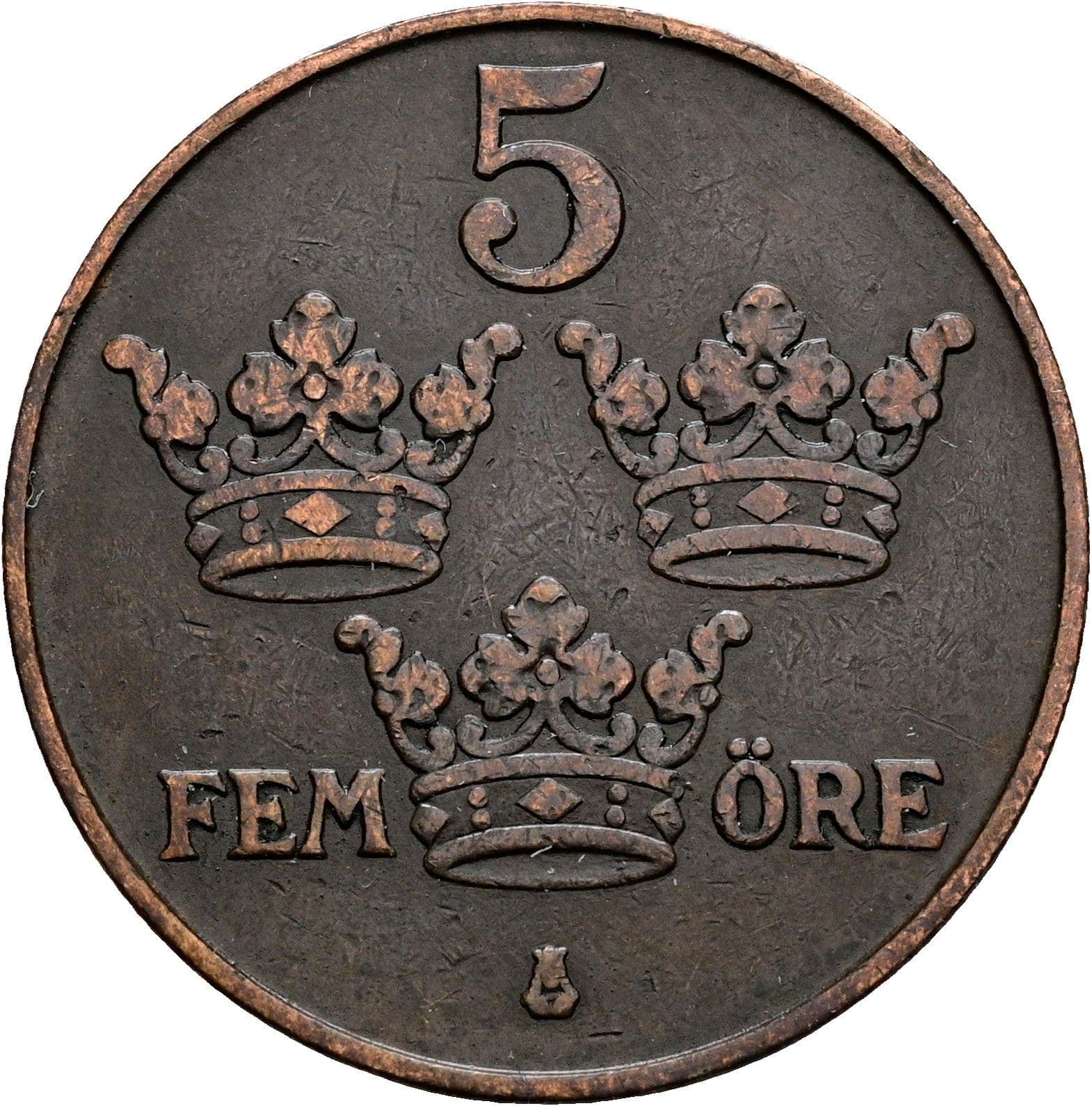 5 Öre Gustaf V. 1907-1950 1913 – Vorderseite