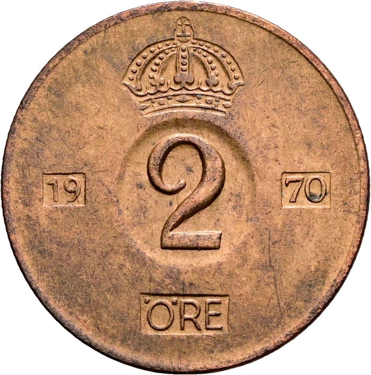 2 Öre Gustaf VI. Adolf 1950-1973 1970 – Vorderseite