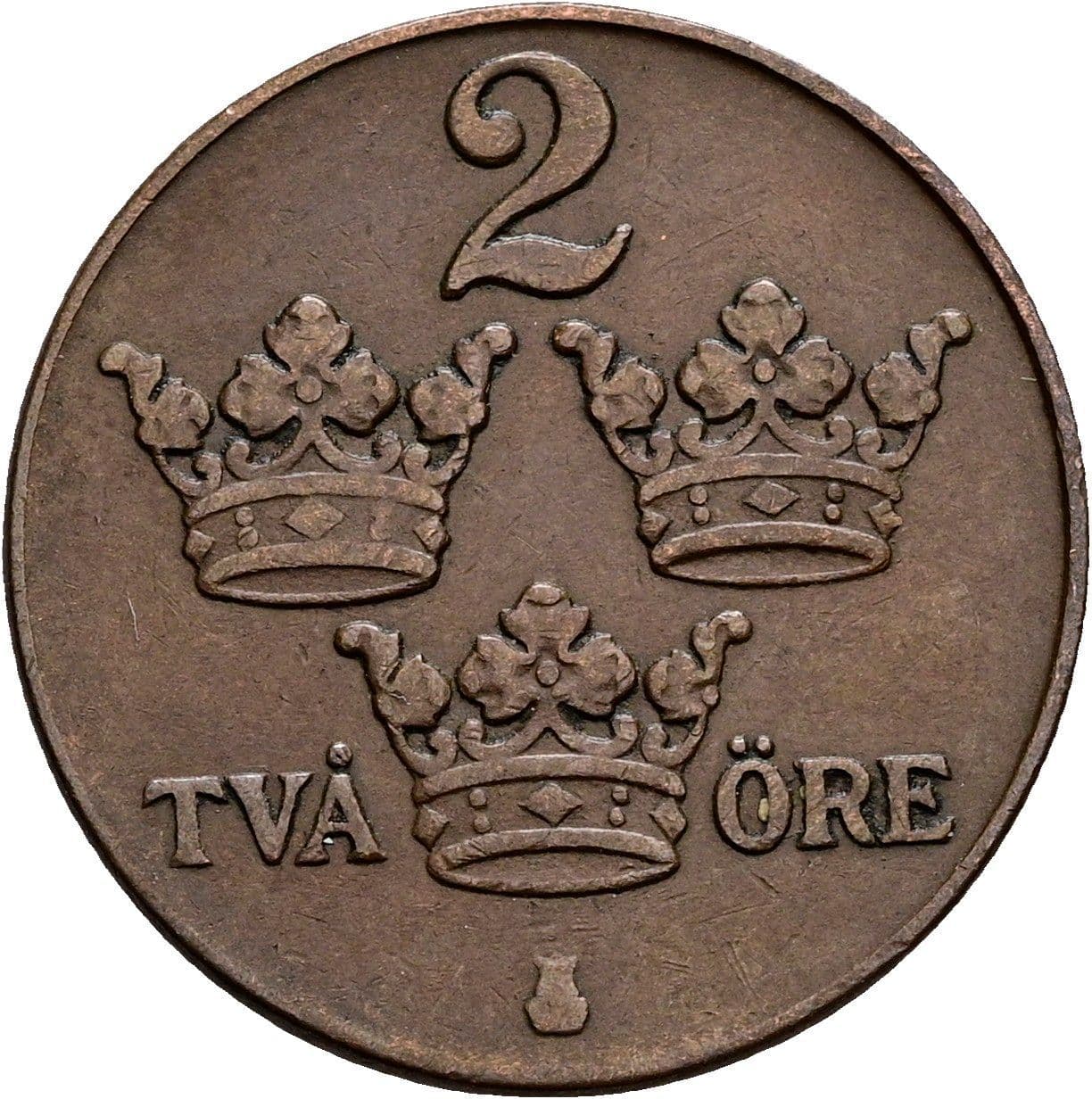 2 Öre Gustaf V. 1907-1950 1933 – Vorderseite