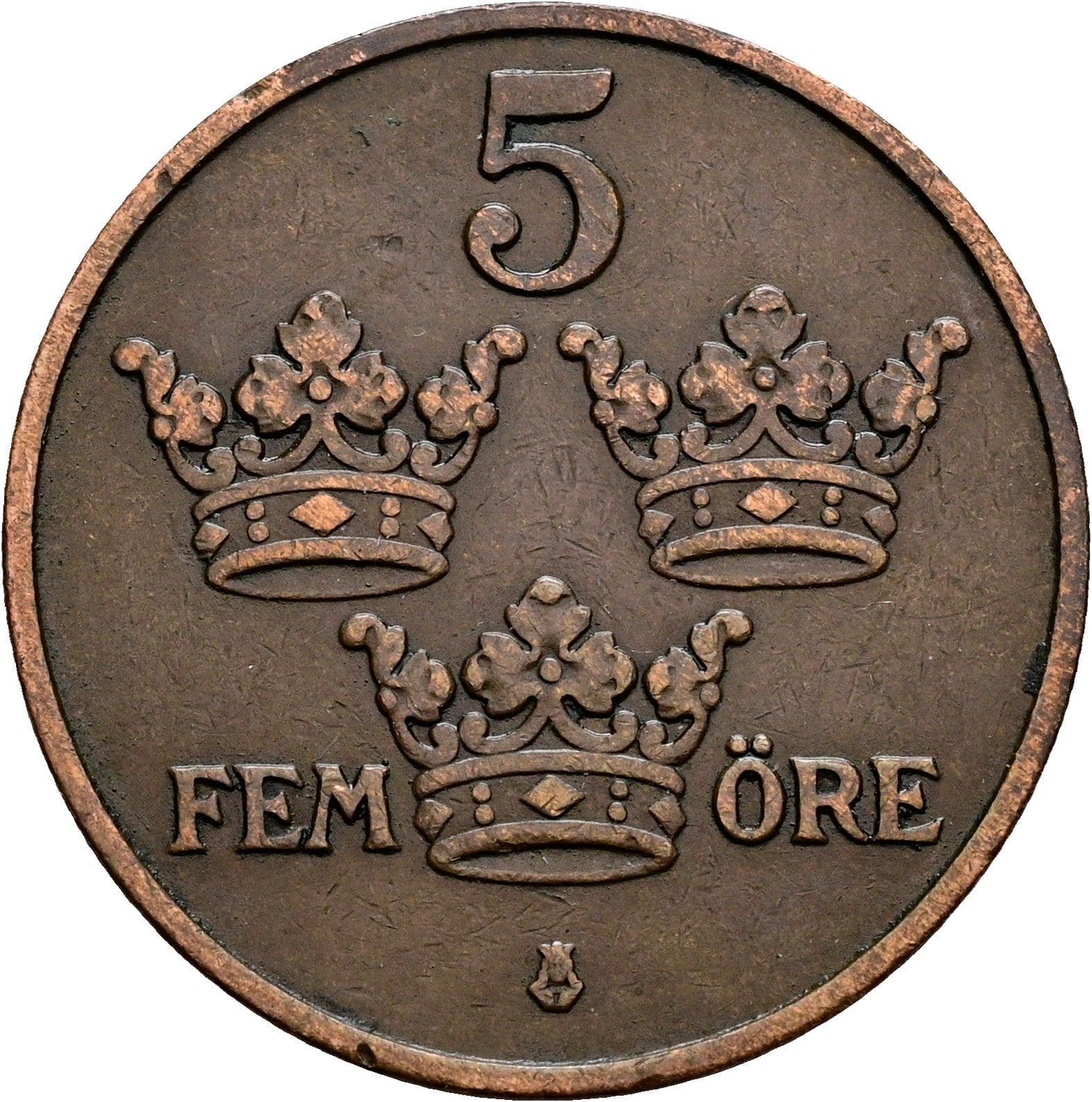 5 Öre Gustaf V. 1907-1950 1909 – Vorderseite