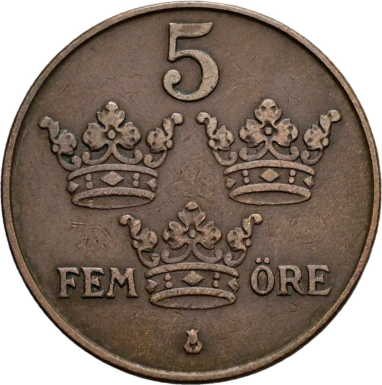 5 Öre Gustaf V. 1907-1950 1926 – Vorderseite