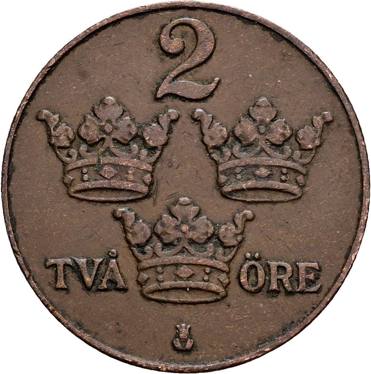 2 Öre Gustaf V. 1907-1950 1928 – Vorderseite