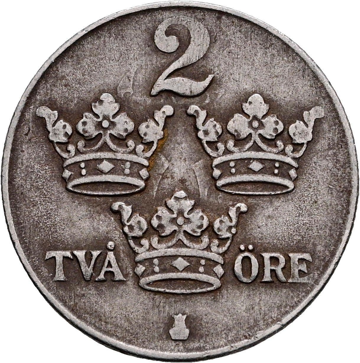 2 Öre Gustaf V. 1907-1950 1945 – Vorderseite