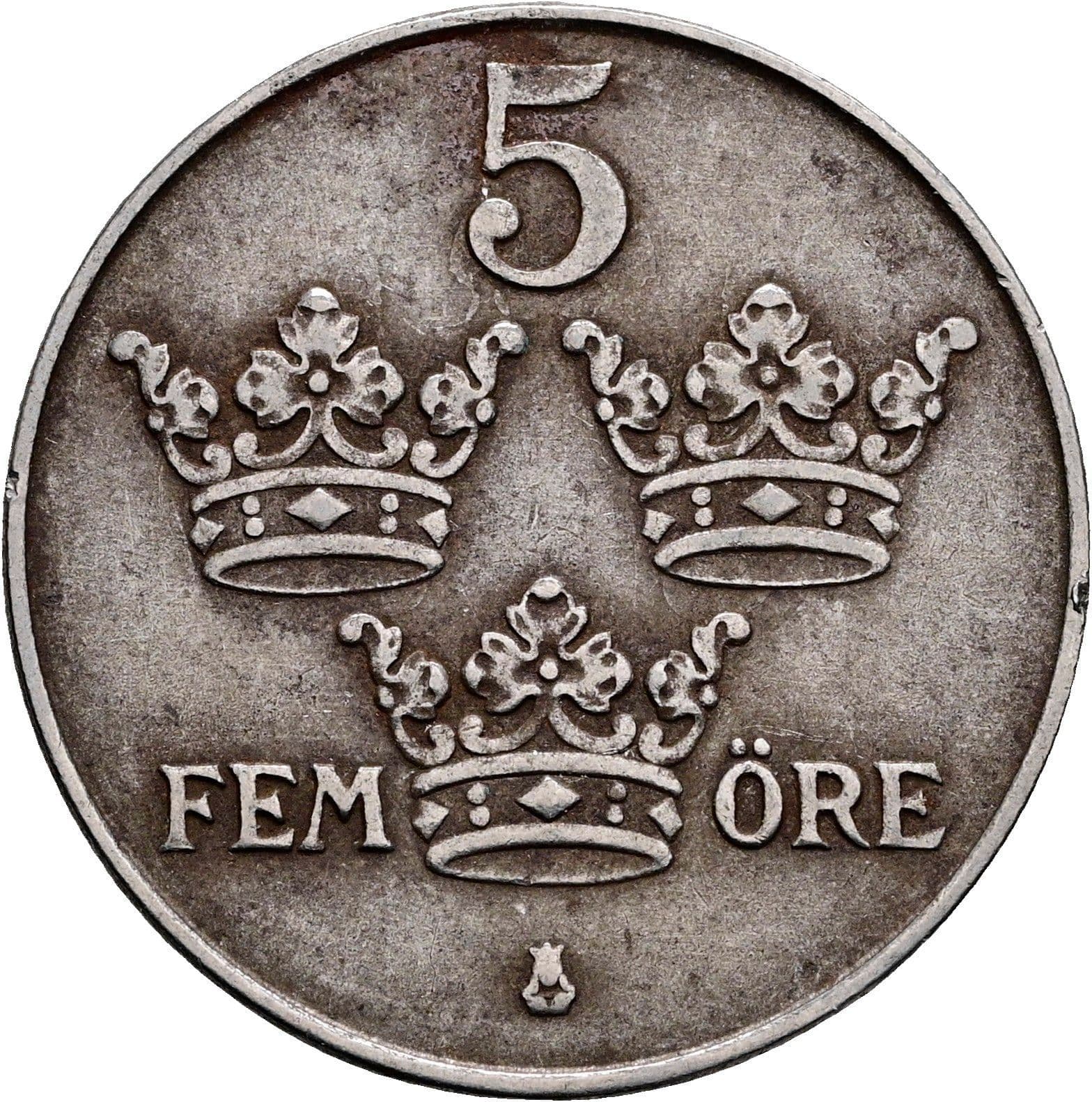 5 Öre Gustaf V. 1907-1950 1947 – Vorderseite