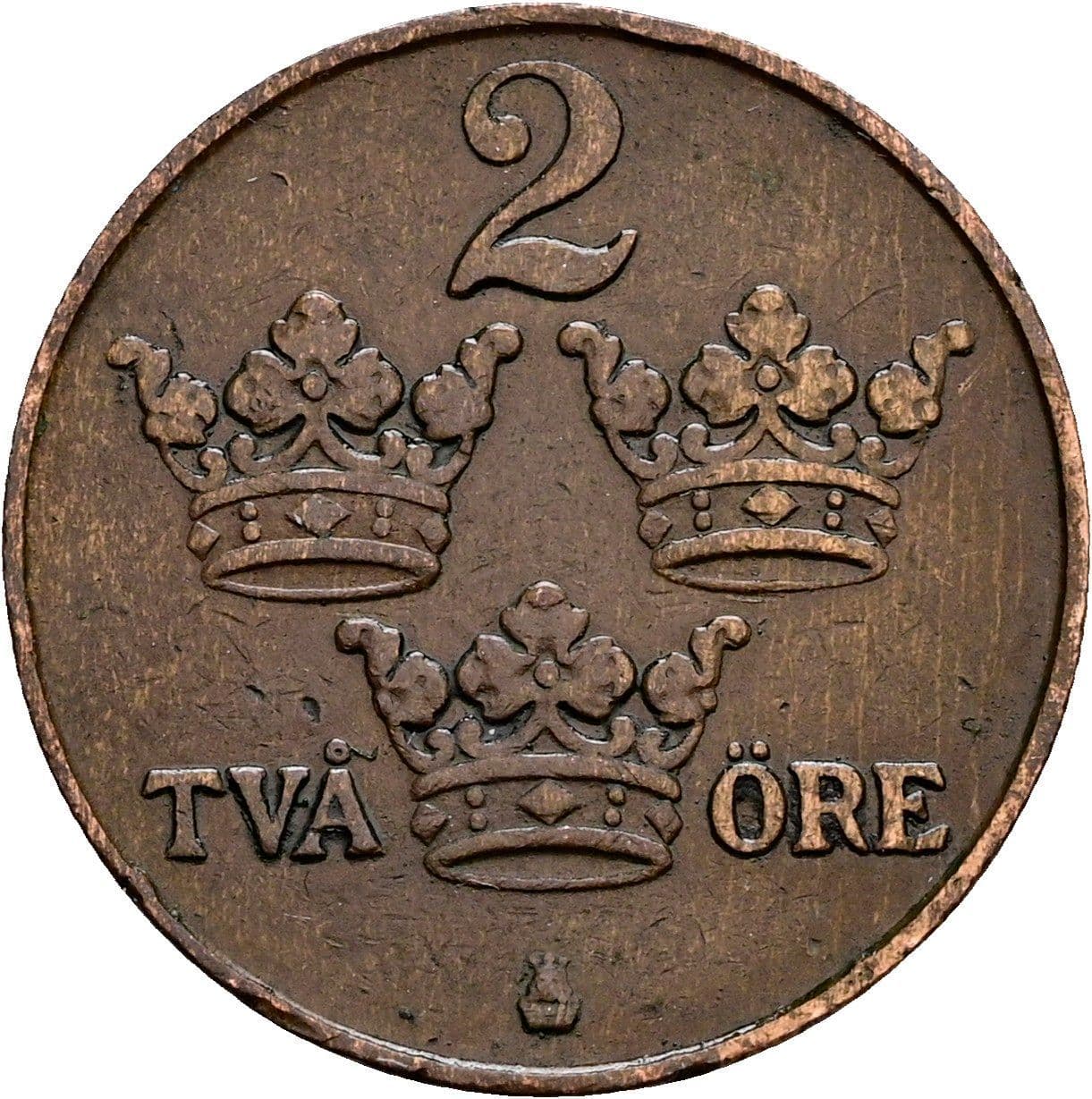2 Öre Gustaf V. 1907-1950 1916 – Vorderseite